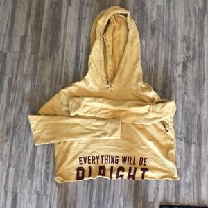 “Everything will be alright” yellow crop hoodie